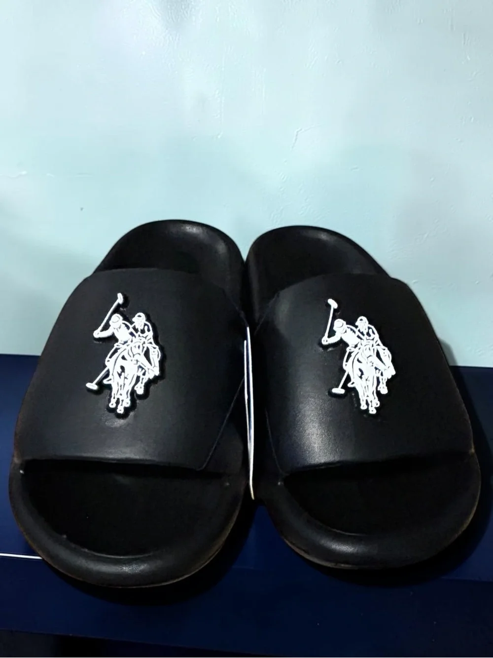 U.S. Polo Assn. Black Slide Sandals with Logo Accent